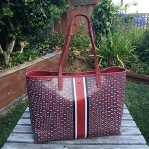 Tory Burch Canvas Gemini Link Tote Red Redstone